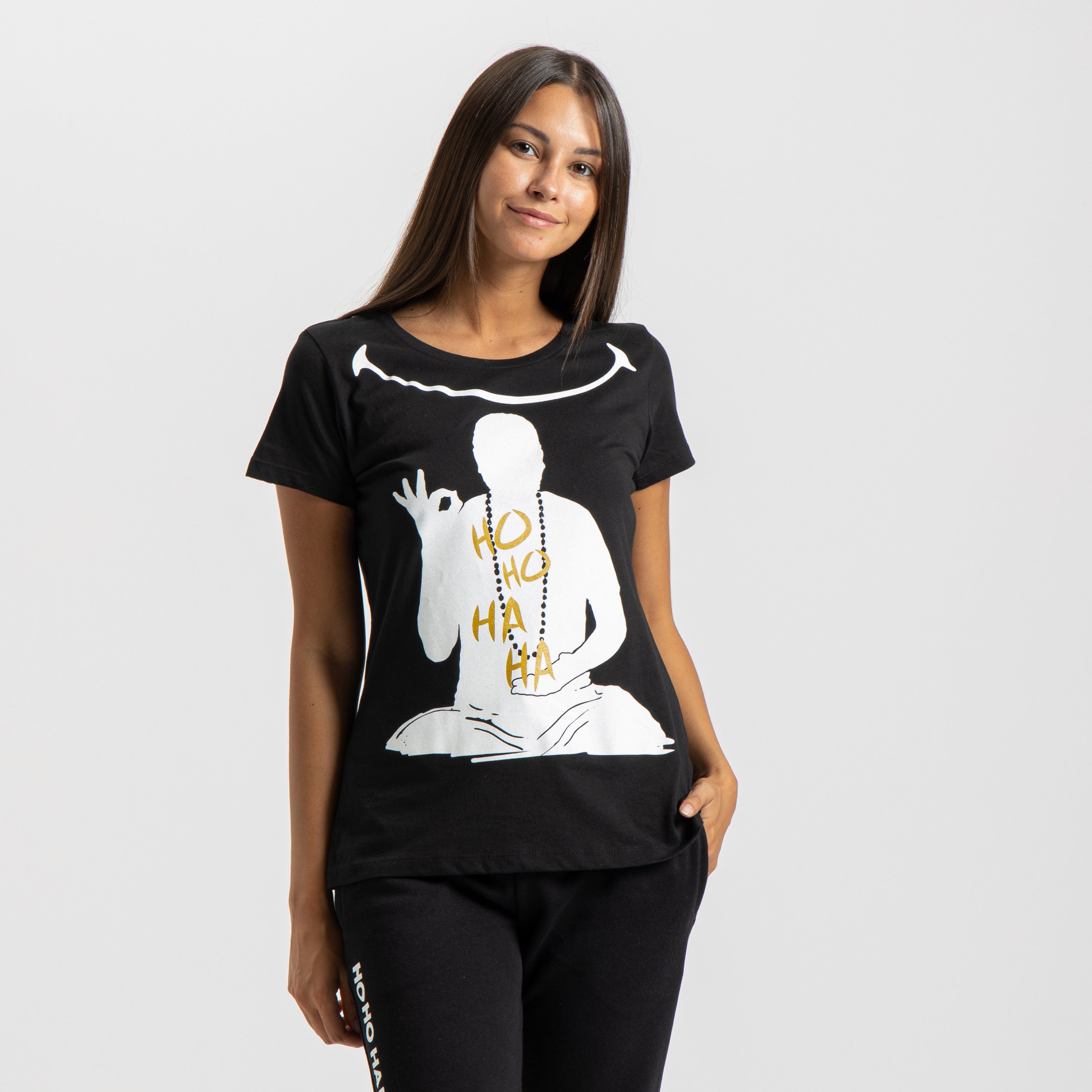 T-shirt Donna Nera Mantra della Felicità