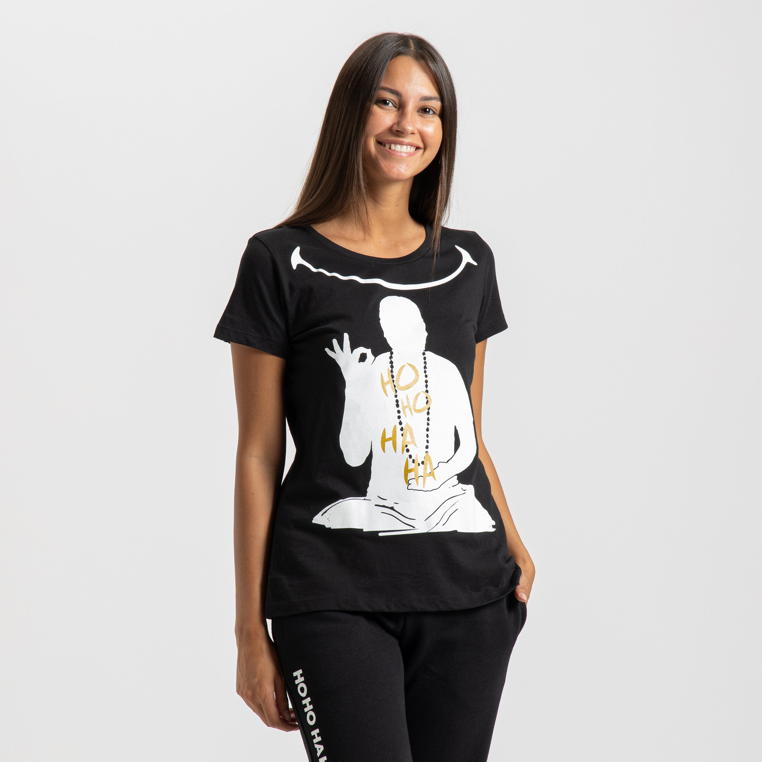 T-shirt Donna Nera Mantra della Felicità