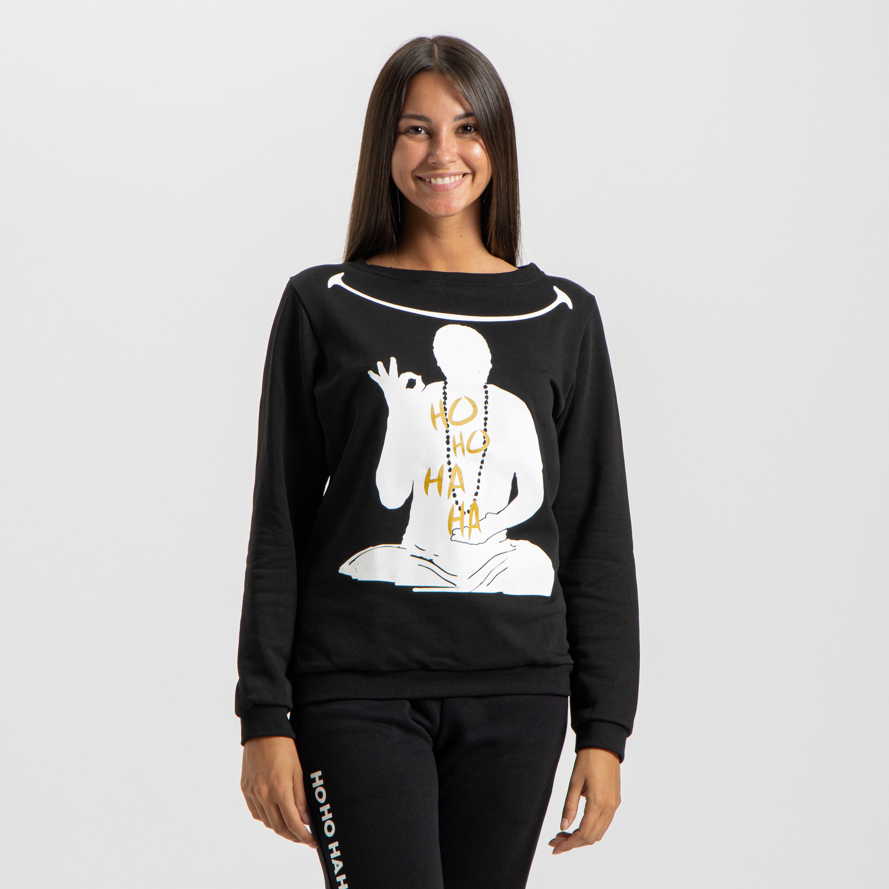 Felpa Nera Donna Mantra della Felicità