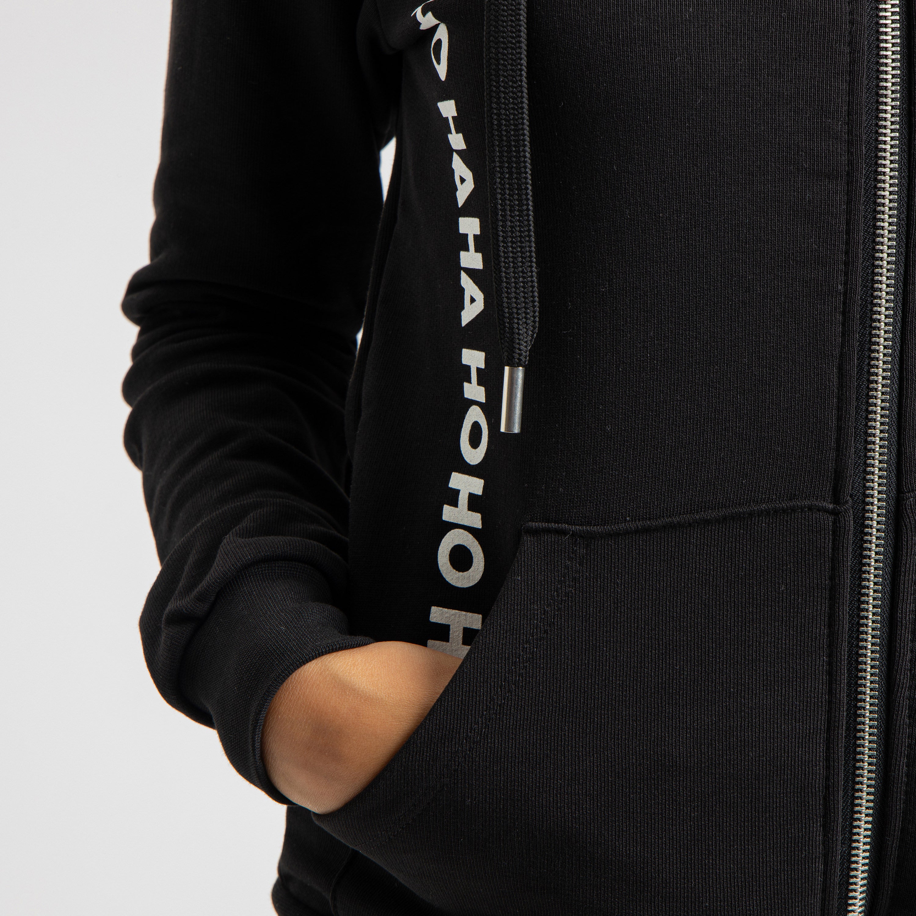 Felpa Donna Nera con cappuccio Mantra della Felicità