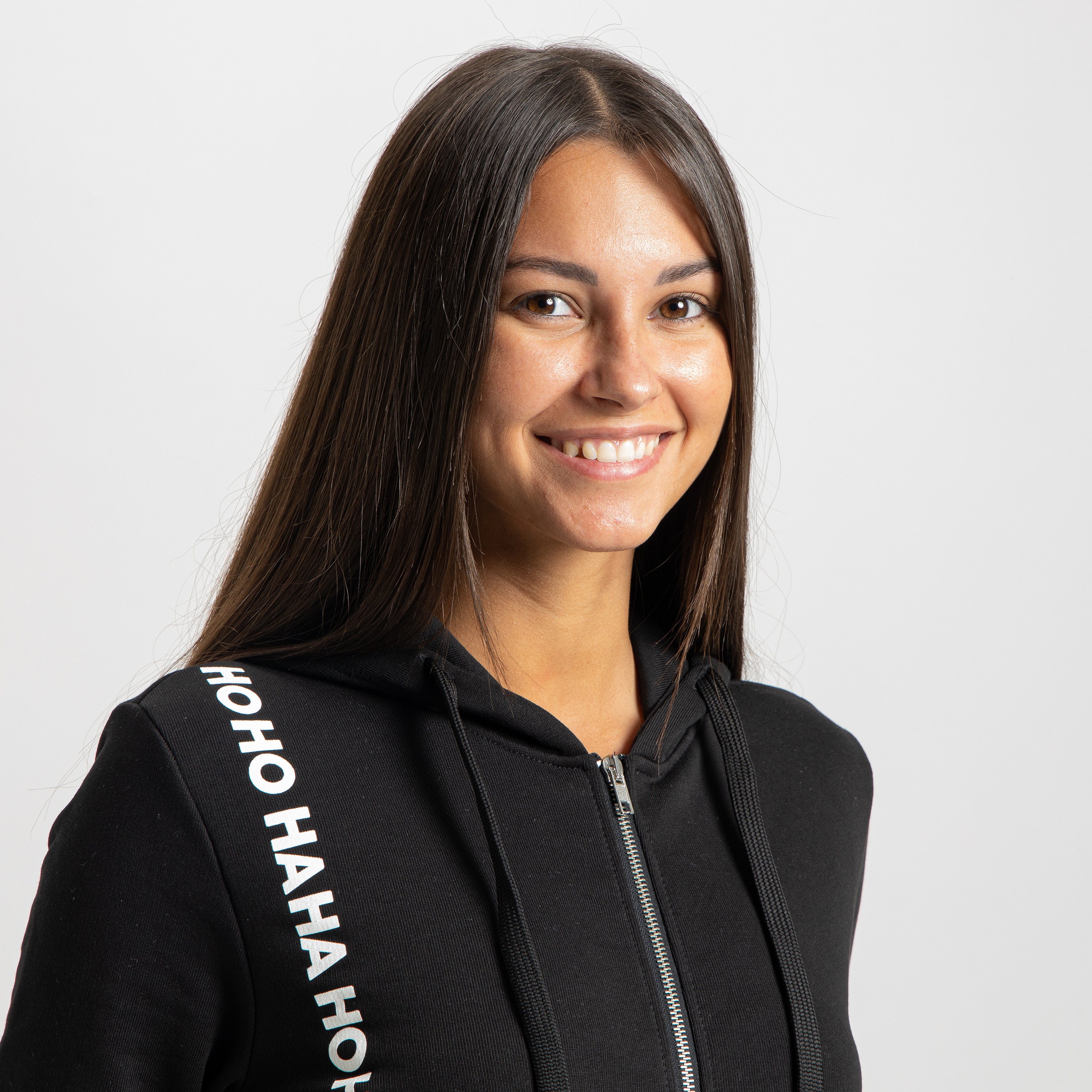 Felpa Donna Nera con cappuccio Mantra della Felicità