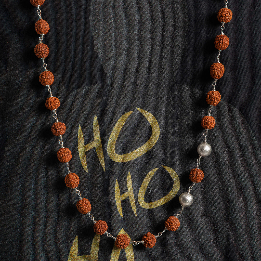 Mala di Rudraksha e argento